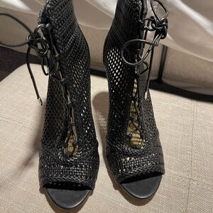 Sam Edelman Abbie Open Toe Mesh Lace-up Shoe Bootie